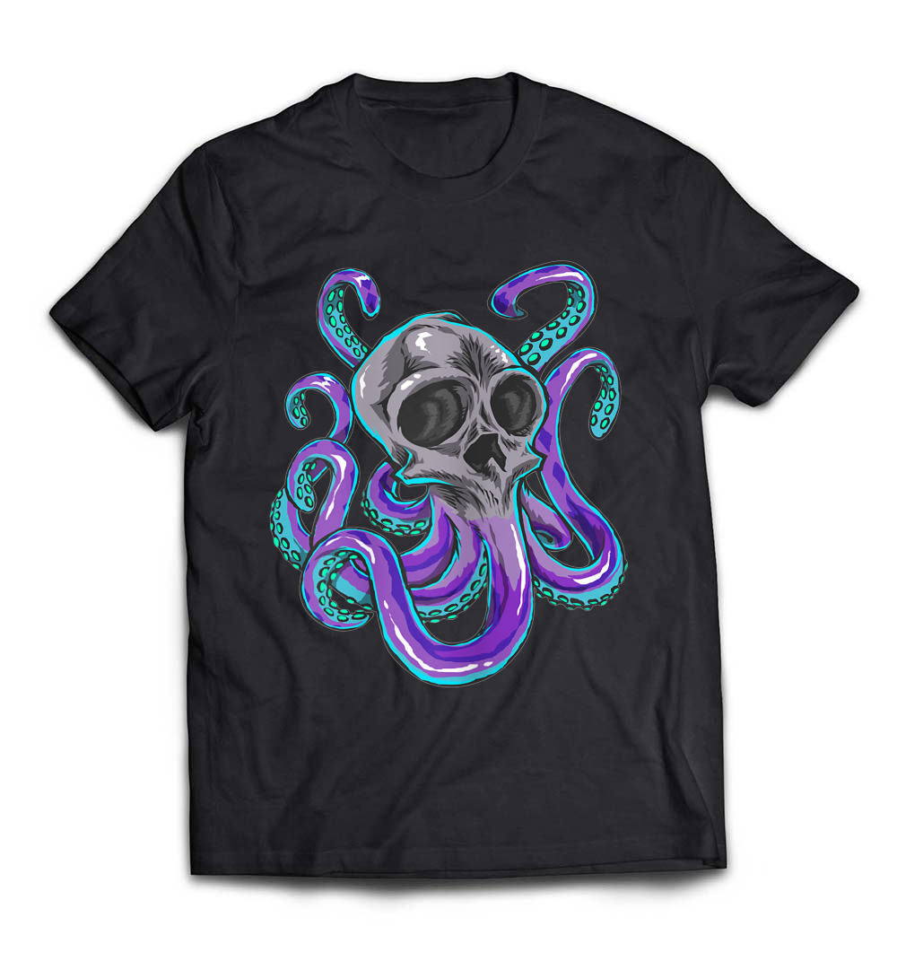 Sea Octopus Skull T-Shirt: Nautical First Mate Jolly Roger